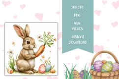 Vintage Easter Square Coaster Designs, Vintage Bunny PNG Product Image 2