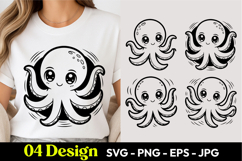 Happy Cartoon Octopus SVG PNG Product Image 1