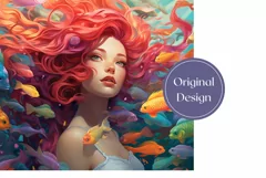 Colorful Mermaid Tumbler Wrap Design, Mermaid Sublimation Product Image 2