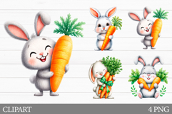 Cute Bunny Carrot Clipart. Bunny Carrot Sublimation Product Image 1