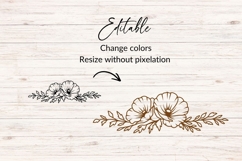 Hand Drawn Poppy Floral Border SVG Product Image 2
