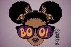 Black Girl Halloween SVG Afro Puffs Leopard Bows Boo Product Image 2
