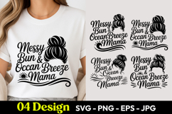 Messy Bun Ocean Breeze Mama SVG PNG Product Image 1