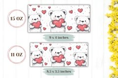 Cute Bear Mug Template, Love Hearts Mug Sublimation Design Product Image 2