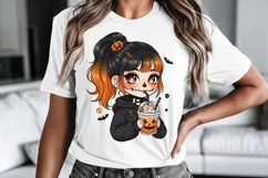 Kawaii Chibi Girl Halloween Clipart Tshirt Design Product Image 2