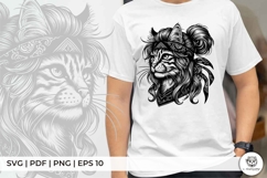 Majestic Cat Line Art with Braided Hair Product Image 2