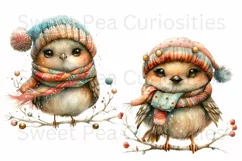Bird, Fall, Christmas, Ephemera, PNG, watercolor, Clipart Product Image 2