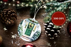 Watercolor Christmas Ornament, Green Door Ornament Design Product Image 2