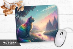 Starlit Rainbow Cat Aurora Borealis Mouse Pad PNG Design Product Image 1