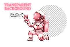 Valentine’s Day Astronauts Watercolor Clipart Product Image 2