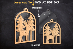Deer Christmas Ornament SVG laser cut file for Glowforge Product Image 2