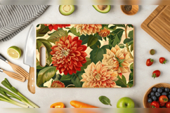 Vintage Dahlia Flowers Cutting Boards sublimation Designs Product Image 2