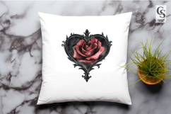 Dark Gothic Rose Heart Clipart Sublimation PNG Product Image 3