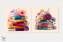 Books and flowers digital paper Product Image 2