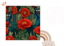 Poppy Pillow Case Design, Peacock Pillow Template Product Image 2