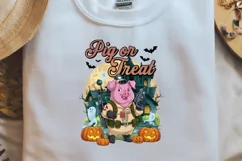 Vintage Halloween Animals Sublimation, Pig or treat Product Image 2