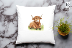 Cute Highland Cow Sitting Clipart Sublimation PNG Product Image 2