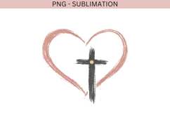 Christian Cross Heart PNG | Faith Cross Clipart | Minimalist Product Image 2