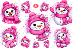 Pink Snowman PNG, Splatter Snowman PNG, Christmas PNG Product Image 2