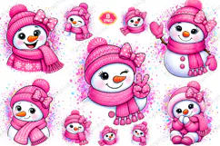 Pink Snowman PNG, Splatter Snowman PNG, Christmas PNG Product Image 2