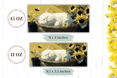 Cat Mug Design, Sunflowers Mug Wrap, Floral Mug Sublimation Product Image 2