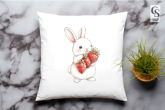 Cute Bunny Strawberry Clipart Sublimation PNG Product Image 2