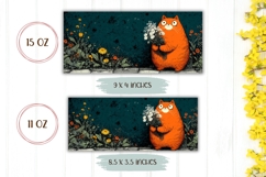 Funny Red Cat Mug Wrap, Floral Mug Template, Cat Coffee Mug Product Image 2
