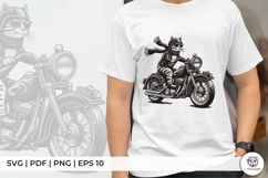 Cool Cat Rider on Classic Motorcycle Product Image 2
