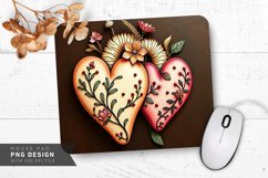 Botanical Heart Pattern Mouse Pad PNG Design Product Image 1