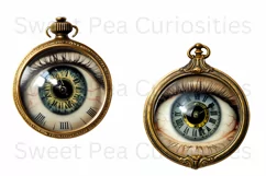 Clocks, Eyes, Steampunk, Ephemera, PNG, watercolor, Clipart Product Image 2