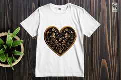 Golden Floral Heart Frame Clipart Sublimation PNG Product Image 2