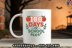 100 Days of School Apple Leaf Retro Sublimation Design Product Image 3