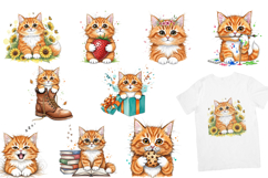Watercolor Orange Kitten Clipart,Cute Fluffy Big Eyed Cat Product Image 2