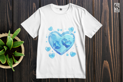 Blue Ice Water Heart Clipart Sublimation PNG Product Image 2