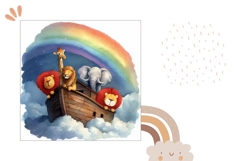 Watercolor Rainbow Pillow Design, Animals Pillow Case PNG Product Image 2