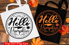 Hello Pumpkin Fall Round Sign SVG Product Image 2