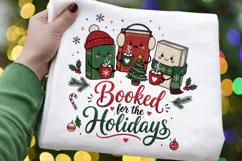 Booked For The Holidays SVG PNG, Christmas Book Lover SVG Product Image 5