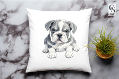 Cute Bulldog Puppy Watercolor Clipart Sublimation PNG Product Image 2