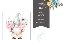 Watercolor Gnome Square Coasters, Floral Square Coaster PNG Product Image 2