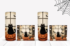 Bats Halloween Tumbler, Cartoon Black Cat Tumbler Wrap Product Image 2