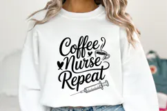 Coffee Nurse Repeat svg | Svg Cut Files | Shirt Svg Product Image 1