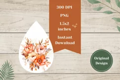 Flowers Earring PNG, Watercolor Flowers Sublimation Design Product Image 2