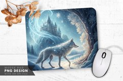 Crystal Fur Wolf in a Winter Wonderland Mouse Pad PNG Design Product Image 1