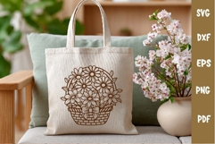 Basket with flowers SVG, Wildflowers, Laser Engraving files Product Image 3