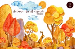 Autumn landscape watercolor clipart Product Image 1