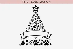 Paw print Christmas tree png design for T-shirts Product Image 2