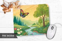 Magical Butterfly Over Enchanted Forest Mouse Pad PNG Design Product Image 1