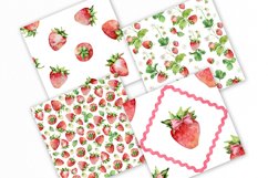 Watercolor Strawberry digital paper, Seamless Pattern Product Image 2