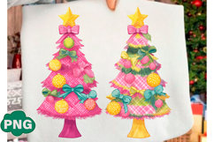 Colorful Coquette Pink Christmas Tree Merry and Bright Png Product Image 4