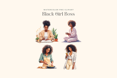 Watercolor Black Girl Boss Routine Cliparts Product Image 2